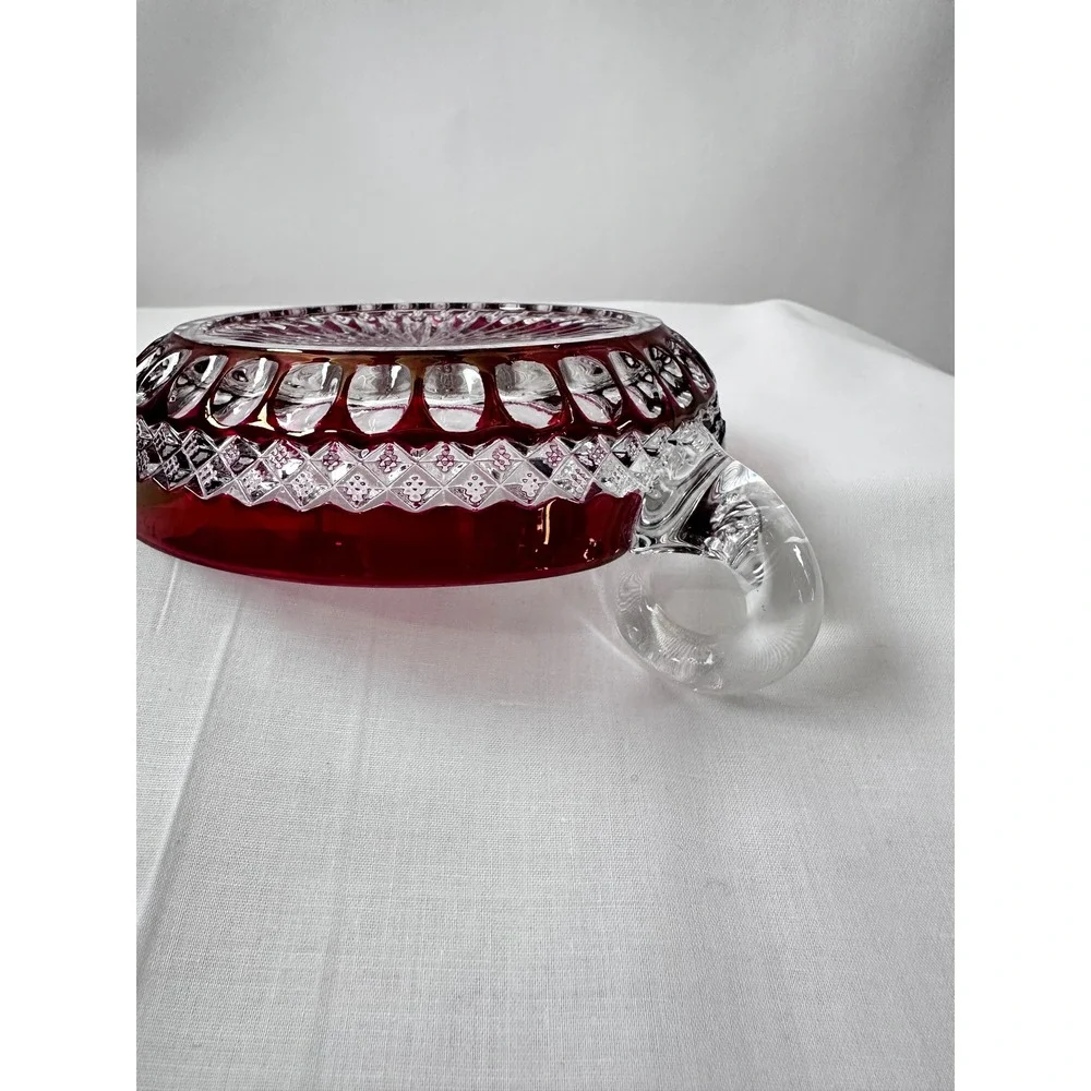 Westmoreland Ruby Red Waterford‎ 5" Heart Shaped Bonbon Nappy Glass Dish Handle - Picture 4 of 14